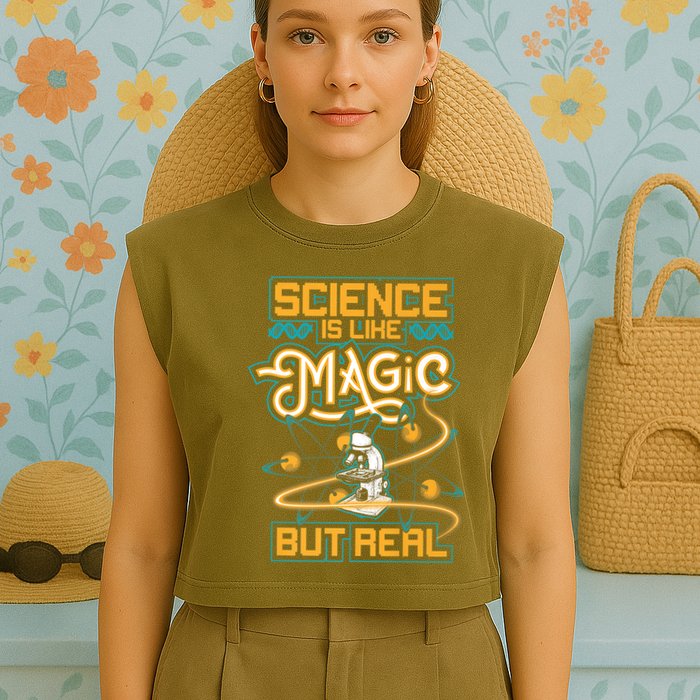 Science Is Like Magic But Real Funny Science Garment-Dyed Women's Muscle Tee