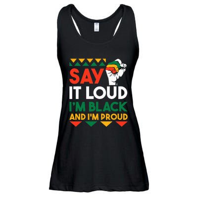 S.ay It L.oud I'm Black & I'm Proud Black History Month Ladies Essential Flowy Tank