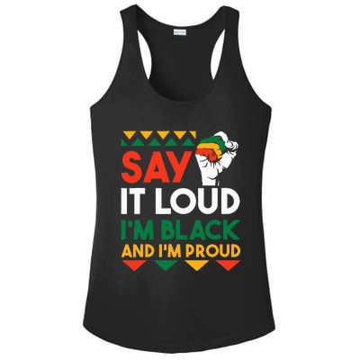 S.ay It L.oud I'm Black & I'm Proud Black History Month Ladies PosiCharge Competitor Racerback Tank