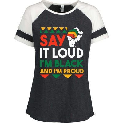 S.ay It L.oud I'm Black & I'm Proud Black History Month Enza Ladies Jersey Colorblock Tee