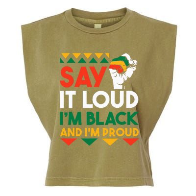 S.ay It L.oud I'm Black & I'm Proud Black History Month Garment-Dyed Women's Muscle Tee