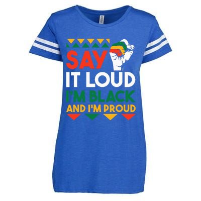 S.ay It L.oud I'm Black & I'm Proud Black History Month Enza Ladies Jersey Football T-Shirt