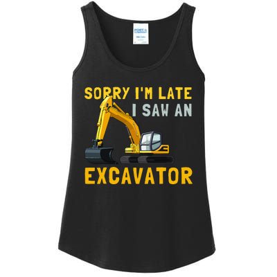 Sorry I'm Late I Saw An Excavator funny Birthday Ladies Essential Tank