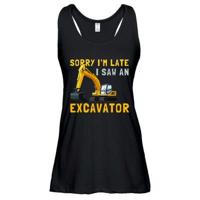 Sorry I'm Late I Saw An Excavator funny Birthday Ladies Essential Flowy Tank