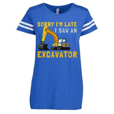 Sorry I'm Late I Saw An Excavator funny Birthday Enza Ladies Jersey Football T-Shirt