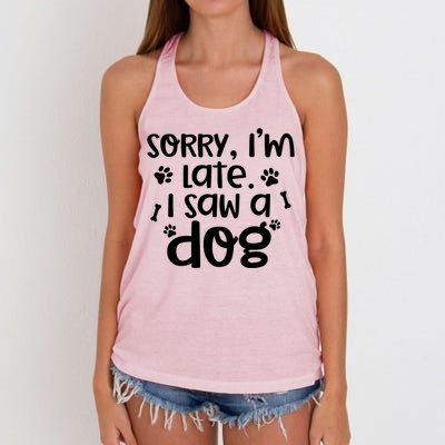 Sorry I'm Late I Saw A Dog Funny Dog Lover Gift Women's Knotted Racerback Tank