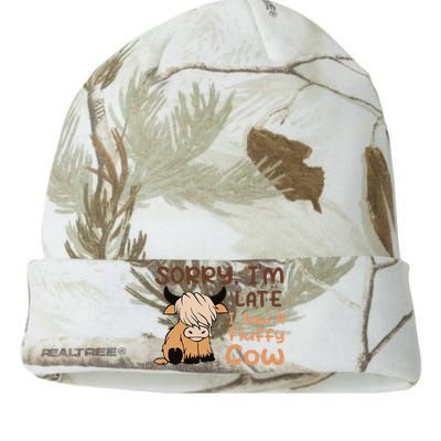 Sorry IM Late I Saw A Fluffy Cow Highland Cow Breeder Kati Licensed 12" Camo Beanie