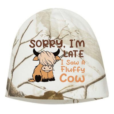 Sorry IM Late I Saw A Fluffy Cow Highland Cow Breeder Kati - Camo Knit Beanie