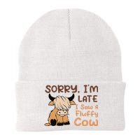 Sorry IM Late I Saw A Fluffy Cow Highland Cow Breeder Knit Cap Winter Beanie