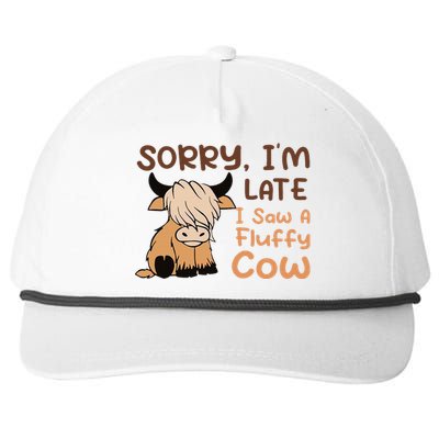 Sorry IM Late I Saw A Fluffy Cow Highland Cow Breeder Snapback Five-Panel Rope Hat