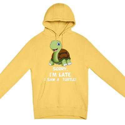 Sorry I'am Late A Saw A Turtle Funny Turtle Gift Premium Pullover Hoodie