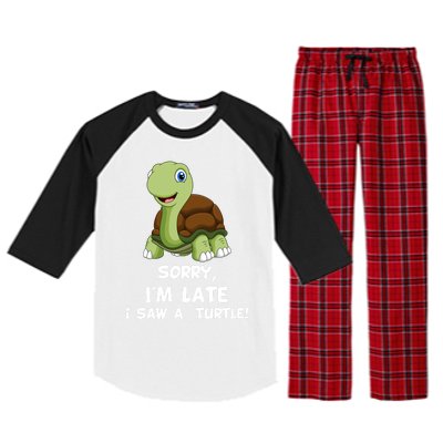 Sorry I'am Late A Saw A Turtle Funny Turtle Gift Raglan Sleeve Pajama Set