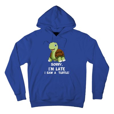 Sorry I'am Late A Saw A Turtle Funny Turtle Gift Hoodie