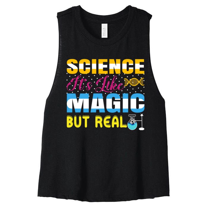 Science ItS Like Magic But Real Graphic Women's Racerback Cropped Tank