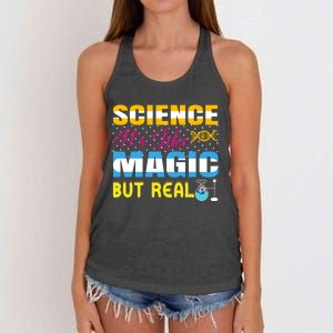 Science ItS Like Magic But Real Graphic Women's Knotted Racerback Tank