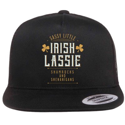 Sassy Irish Lassy Funny St Patricks Day Flat Bill Trucker Hat