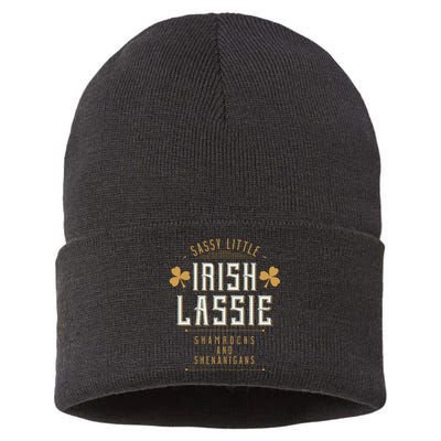 Sassy Irish Lassy Funny St Patricks Day Sustainable Knit Beanie