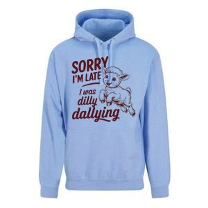 Sorry Im Late I Was Dilly Dallying Funny S.H.E.E.P Cute Lamb Unisex Surf Hoodie