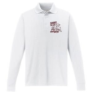 Sorry Im Late I Was Dilly Dallying Funny S.H.E.E.P Cute Lamb Performance Long Sleeve Polo