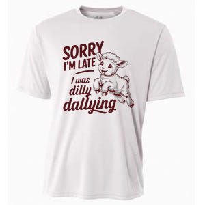 Sorry Im Late I Was Dilly Dallying Funny S.H.E.E.P Cute Lamb Cooling Performance Crew T-Shirt