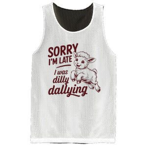 Sorry Im Late I Was Dilly Dallying Funny S.H.E.E.P Cute Lamb Mesh Reversible Basketball Jersey Tank