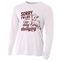 Sorry Im Late I Was Dilly Dallying Funny S.H.E.E.P Cute Lamb Cooling Performance Long Sleeve Crew