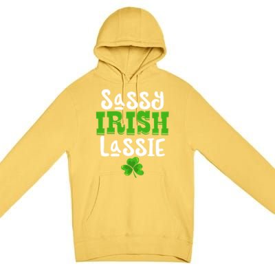 Sassy Irish Lassie Funny Shamrock St Patrick's Day Gift Funny Gift Premium Pullover Hoodie