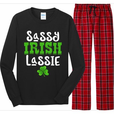 Sassy Irish Lassie Funny Shamrock St Patrick's Day Gift Funny Gift Long Sleeve Pajama Set