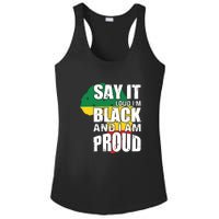 Say It Loud I'm Black And I'm Proud Pride History Flag Map Ladies PosiCharge Competitor Racerback Tank