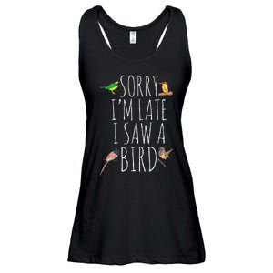 Sorry IM Late I Saw A Bird Cute Bird Lover Birding Ladies Essential Flowy Tank