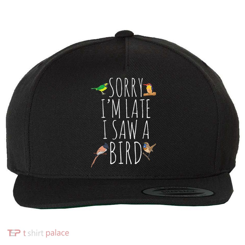 Sorry IM Late I Saw A Bird Cute Bird Lover Birding Wool Snapback Cap