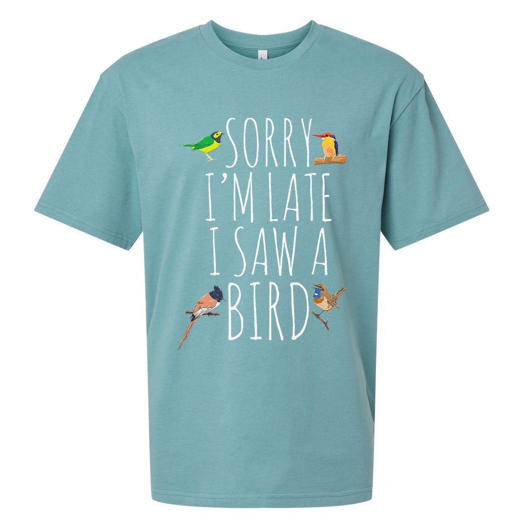 Sorry IM Late I Saw A Bird Cute Bird Lover Birding Sueded Cloud Jersey T-Shirt