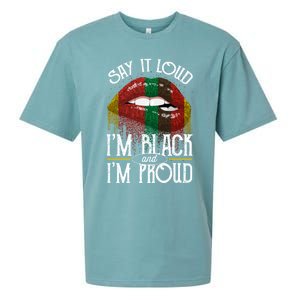 Say It Loud Im Black And Im Proud Lips Mouth Lips Mouth Gift Sueded Cloud Jersey T-Shirt