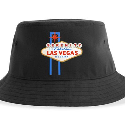 Serenity In Las Vegas Welcome Sign Aa Na Clean & Sober Sustainable Bucket Hat