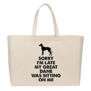 Sorry IM Late My Great Dane Was Sitting On Me Great Dane Cotton Canvas Jumbo Tote