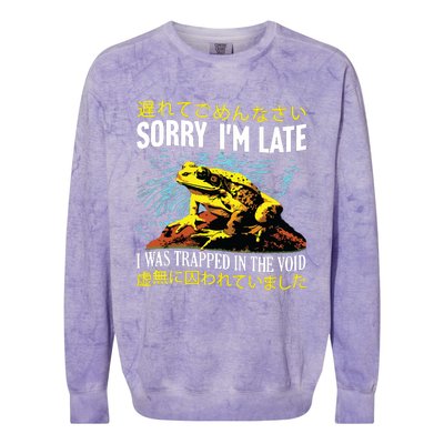 Sorry Im Late I Was Trapped In The Void Frog Japanese Colorblast Crewneck Sweatshirt