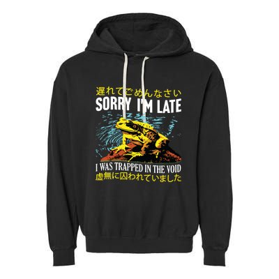 Sorry Im Late I Was Trapped In The Void Frog Japanese Garment-Dyed Fleece Hoodie