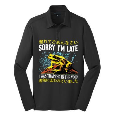 Sorry Im Late I Was Trapped In The Void Frog Japanese Silk Touch Performance Long Sleeve Polo