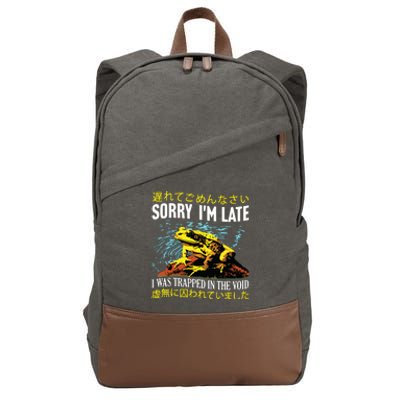 Sorry Im Late I Was Trapped In The Void Frog Japanese Cotton Canvas Backpack