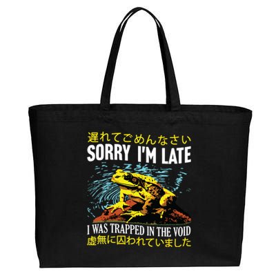 Sorry Im Late I Was Trapped In The Void Frog Japanese Cotton Canvas Jumbo Tote