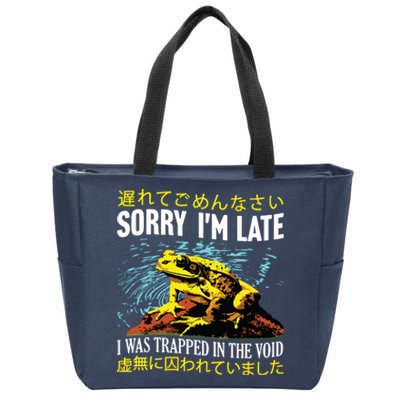 Sorry Im Late I Was Trapped In The Void Frog Japanese Zip Tote Bag