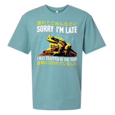 Sorry Im Late I Was Trapped In The Void Frog Japanese Sueded Cloud Jersey T-Shirt