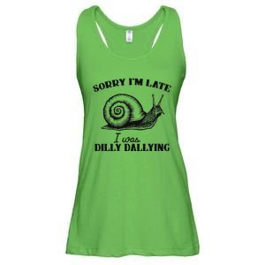 Sorry IM Late I Was Dilly Dallying Ladies Essential Flowy Tank