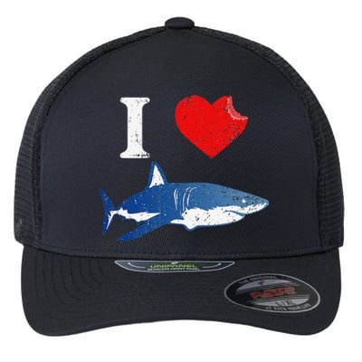 Shark I Love Shark Lover Gift Shark Flexfit Unipanel Trucker Cap