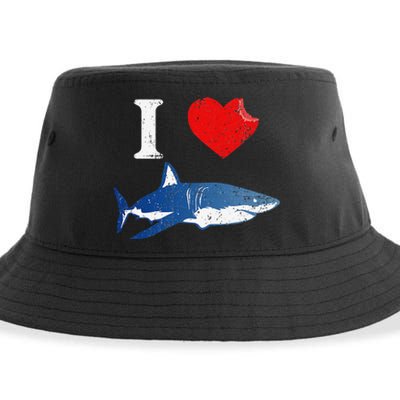 Shark I Love Shark Lover Gift Shark Sustainable Bucket Hat