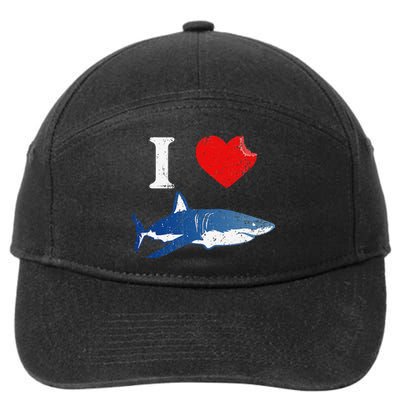 Shark I Love Shark Lover Gift Shark 7-Panel Snapback Hat