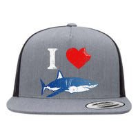 Shark I Love Shark Lover Gift Shark Flat Bill Trucker Hat