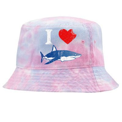 Shark I Love Shark Lover Gift Shark Tie-Dyed Bucket Hat