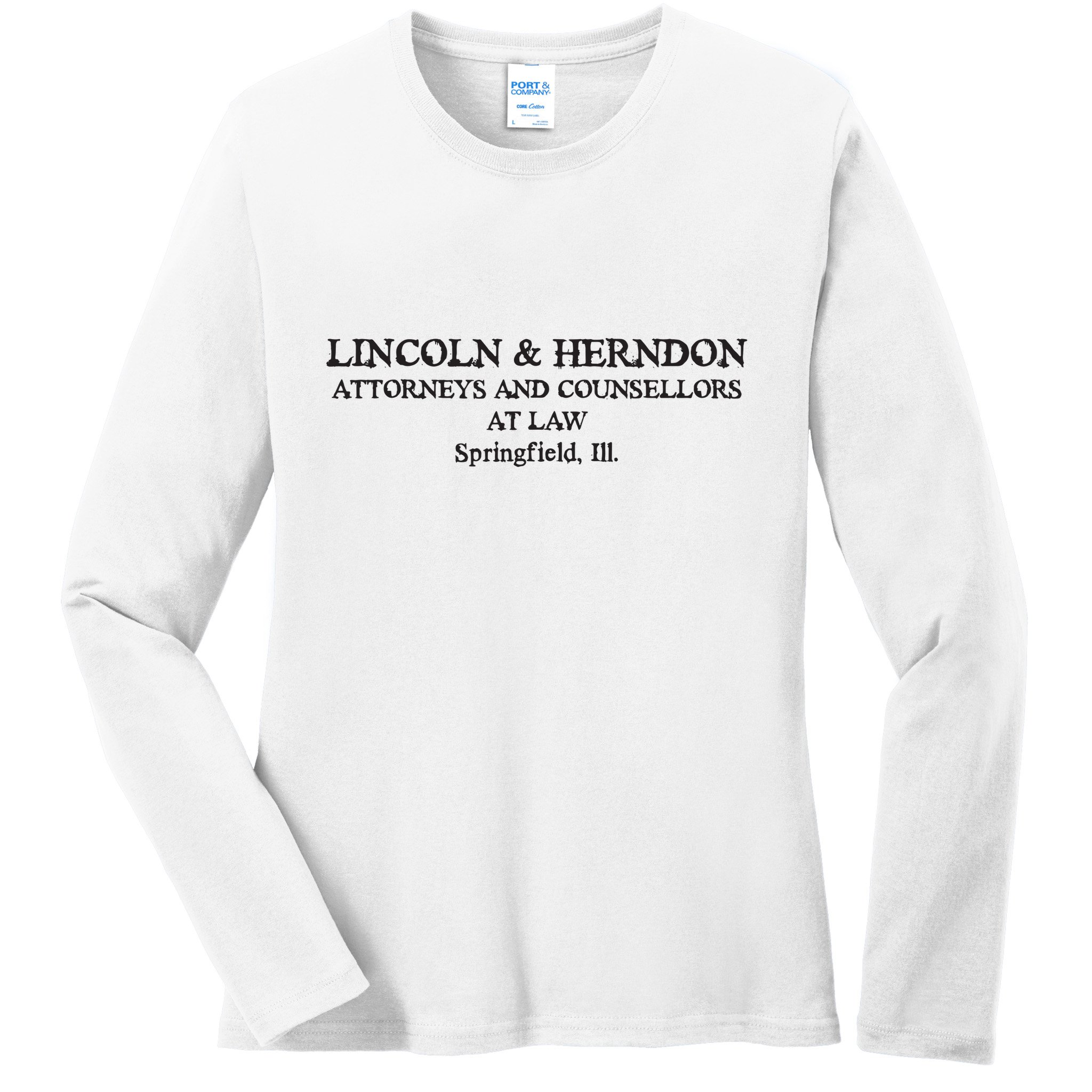 Springfield Illinois Lincoln Herndon Law Abe Lincoln Ladies Long Sleeve Shirt
