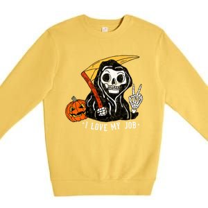 Sarcastic I Love My Job Grim Reaper Death Halloween Costume Gift Premium Crewneck Sweatshirt